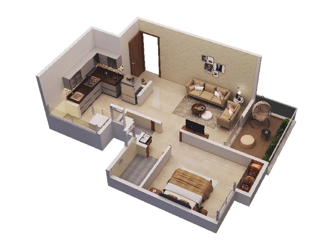 Austin Codename Namaste 1 BHK Floor Plan Image